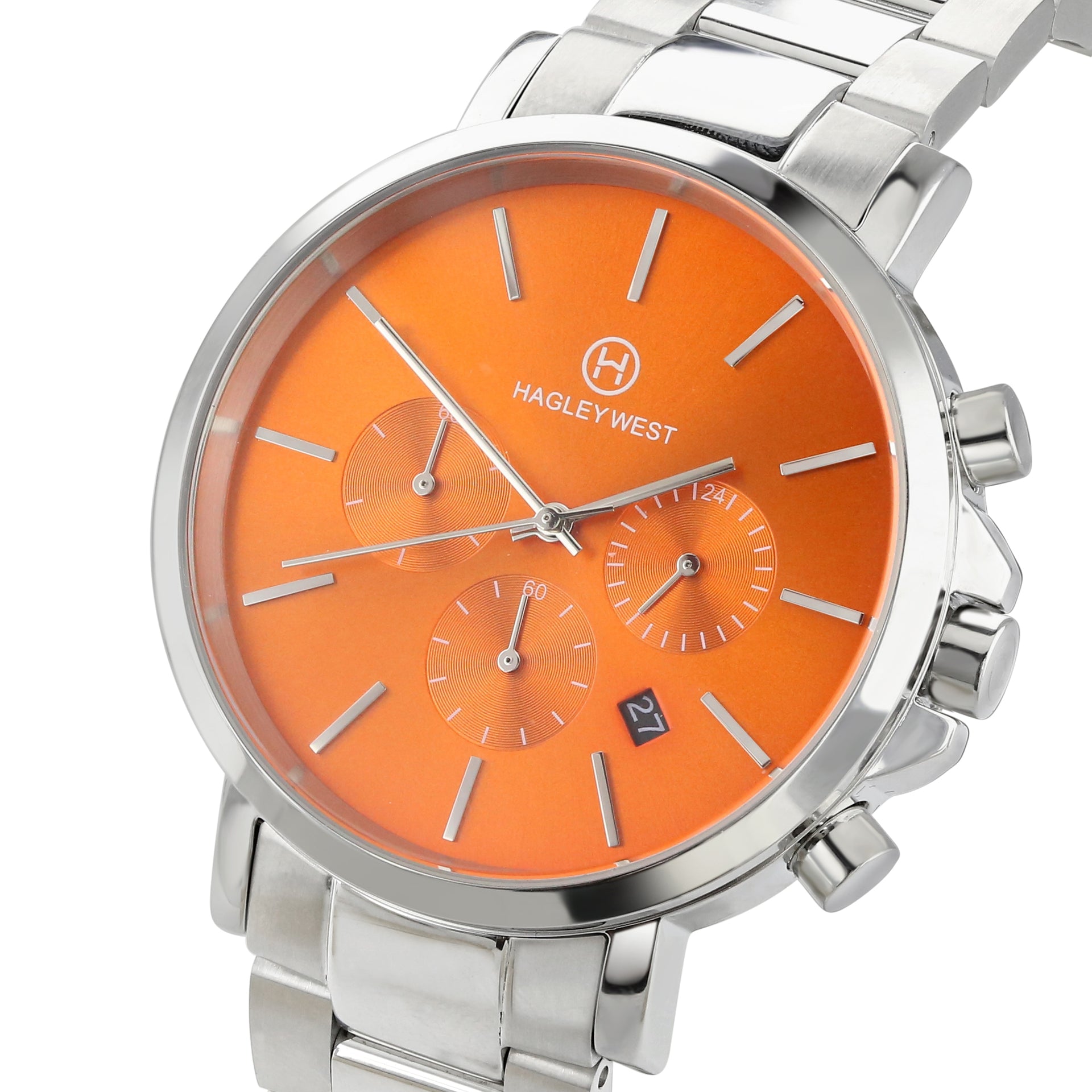 Chrono Collection | Orange & Silver Watch | Men's Watches | Hagley West